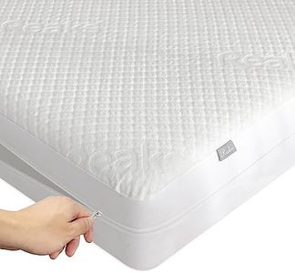 Twin Size Bamboo Mattress Protector with Zipper - 100% Waterproof Zippered Mattress Cover - Soft & Cooling Noiseless Bed Mattress Covers - Top Removable Mattress Encasement 10-12" Deep