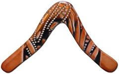 Left Handed Aussie Fever Wooden Boomerang - Aboriginal Artwork, Made in Australia!