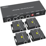 VPFET HDMI Extender Splitter Up to 165ft 1 in 4 Out Over Cat5e/6/7 HDMI Repeater Balun Ethernet Sender Transmitter Receiver Support 1080p EDID Presets POC（Only Need TX Power for Work ）