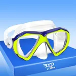 Kids Snorkel Diving Mask 180° Anti-Fog Child Swim Mask, Tempered Glass Swim Goggles with Nose Cover Anti-Leak Swim Goggles for Swimming Diving Snorkeling for 4-14 Boys Girls Youth (Yellow)