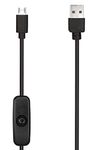 HomeSpot 5ft - 1.5m Long USB 2.0 to Micro USB Extension Cable with Click Button Power On Off Compatible with Raspberry Pi Zero 3