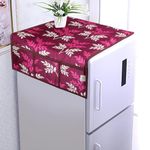 WISHLAND® Designer Purple Leaves Fridge Top Cover with 6 Utility Pockets(21 X 39 Inches)