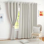 Story@Home 100% True Blackout Door Curtains 7 Feet Long Set of 2 | Solid Design |Room Darkening Curtain | Thermal Insulated Curtains for Living Room, Bedroom | (116 X 215 Cm, Pastel Ivory)