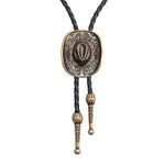 GelConnie Native American Bolo Tie Rodeo Cowboy Leather Necktie Western Necklace Costume Accessories for Men,Women, Pl0061-gold