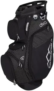 Sun Mountain Women's Diva Lightweight Cart Golf Bag 14-Way Top - 8 Pockets, Smart Dual Strap System, Push-Electric-Riding Cart Compatible Compression Base, 2025 Model - Black-Black Diamond