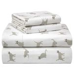 Pointehaven 180 GSM Velvet Feel Luxury 100% Cotton Printed Flannel Sheet Set,3 pcs, Twin, Cats - Warm & Cozy - Pre-Shrunk -Deep Pockets - Elastic All Around-Comfy Double Brushed -