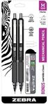 Zebra Pen M-350 Mechanical Pencil, Space Black Premium Metal Barrel, Medium Point, 0.7mm, 2-Pack with Lead and Eraser Refills