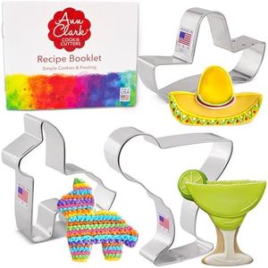 Cinco de Mayo Cookie Cutters 3-Pc Set Made in USA by Ann Clark, Pinata, Sombrero, Margarita Glass