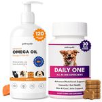 Petroyale Omega 3 Fish Oil for Dogs & Cats - Supports Skin, Coat, Gut Health & Immunity, Healthy Digestion & Joint Support with Probiotic Chews (Omega Oil + Probiotic Chews)