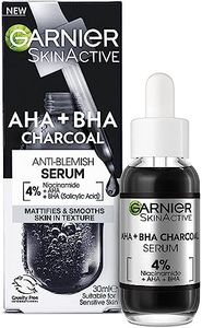 Garnier Skinactive 4 Percent AHA + BHA (Salicylic Acid) and Niacinamide Charcoal Serum, Resurface & Smooth Skin Texture, Improve Appearance Of Acne Marks & Blemishes, Suitable for Sensitive Skin, 30ml