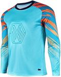 TAIKMD Boys Football Goalkeeper Jersey Padded Protection Goalie Shirt Long Sleeve Training Soccer Tops Clothes, Blue, 12