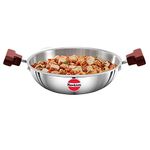 Hawkins 1.5 Litre Deep Fry Pan, Triply Stainless Steel Kadai, Flat Bottom Induction Kadhai, Small Kadai, Silver (SSD15)