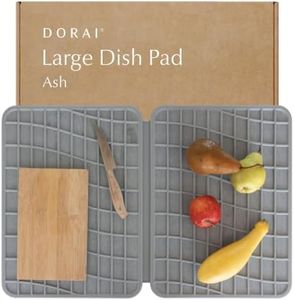 Dorai Home Dish Pad - Collapsable Stone Dish Drying Mat with Diatomaceous Earth for Quick Drying - Ultra Absorbent - Encased in Silicone - Eco-Friendly, Foldable - Large 24.6" x 16.5", Ash