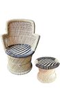 HARSHITCRAFT ! Bamboo (SARKANDA) Mudda Chair Set Standard with Wave Design