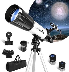 Hetekan Telescope for Adults Kids and Beginners, 80mm/600mm Focal Length, High Magnification Refractor Telescope with Adjustable Tripod & Finder Scope, for Observing Stars, Moon, and Saturn's Rings