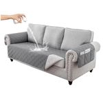 Hggzeg Sofa Cover 3 Seater, Waterproof and Non-Slip Sofa Protectors Slipcover with Side Pocket, Washable Sofa Protector for Kids/Pets(Grey)