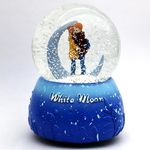 Snow Globe |Half Moon Romantic| Magical Flakes | Polyresin | Ting Ting Musical | Rotating |17cm | No Battery Needed (Hugging)