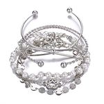 Shining Diva Fashion Latest Stylish Multilayer Silver Plated Bangle Bracelet for Women and Girls (rr12800b)(Set of 5)