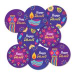 weRevel Elegant Happy Diwali Wish Party Stickers for Gifts, Decor and Greetings, 40 Count, 2 Inches, Round, 4 Unique Designs