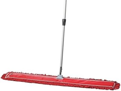 Tidy Tools Commercial Dust Mop & Floor Sweeper, 48 in. Dust Mop for Hardwood Floors, Reusable Dust Mop Head, Extendable Mop Handle, Industrial Dry Mop for Floor Cleaning & Janitorial Supplies, Red