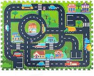 PLAY 10 Foam Play Mat for Baby, Interlocking Foam Tiles, Foam Floor Mats City Road Track Puzzle Mat 12 Pieces