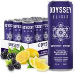 Odyssey Elixir Functional Beverage - Adaptogen Drink with Lions Mane, Cordyceps, L Theanine & Green Tea Caffeine - for Cognition, Energy & Mood Boost - 0 Added Sugar - Blackberry Lemonade - 12 Pack