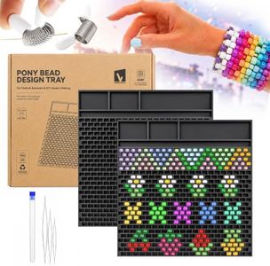 2 Pack Bracelet Design Stringing Trays, Brick Stitch Beading Tray for 6×9mm Pony & 6×6mm Letter Beads