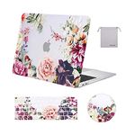 MOSISO Compatible with MacBook Air 13 inch Case 2021 2020 2019 2018 Release A2337 M1 A2179 A1932 Retina Display, Plastic Pattern Hard Case&Keyboard Cover&Mouse Pad&Storage Bag, Rose Leaves