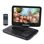 YOOHOO Portable DVD Player12.5 Inch with 10.5 inch 270° Rotatable HD Swivel Screen With Rechargeable Battery AC Adapter Supports All-Region, multi region,car dvd players for kids(Black)