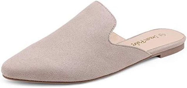 DREAM PAIRS Women's Flat Mules Pointed Toe Backless Loafer Shoes,Size 10,Grey/Suede,DML211
