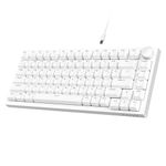 AJAZZ AK820 75% TKL Wired Mechanical Keyboard,Hot-Swappable Blue Switch,Gasket Mount Gaming keyboard Blue Light,82 Keys with CNC Volume Knob,Poron Foam,OEM PBT Keycaps for PC/WIN/MAC-White