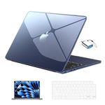 EooCoo Case Compatible for MacBook Air 13 inch M3 M2 2024-2022, [High Gloss, Ultra Slim, No Gaps] Protective Hard Shell Cover Seamless Fit for Mac Air 13.6" Laptop Model: A3113/A2681, Crystal Midnight