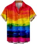 Alidamo Men's Shirts LGBT Gay Pride Rainbow Summer Button Down Hawaiian Shirt Gift, Q, Medium