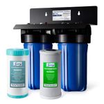 iSpring WGB21BM 2-Stage Whole House Water Filtration System with 10” x 4.5” Carbon Block and Iron & Manganese Reducing Filters, 1" Ports…