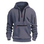 Mens Hoodies Half Zip Pullover Work Jumpers Military Tactical Sweatshirts Sport Hooded Sweatshirts Winter Jackets Long Sleeve Hoody Top Zipper Pockets Casual Fashion Gym Work Sports Coat Dark Gray