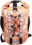 Rockagator FIREbreak 2.0 VOG CAMO TPU 25L Waterproof Backpack | Dry Bag Backpack for all Outdoor Adventures | Durable Rolltop, Lightweight, Heavy Duty | PYRA Orange Camo