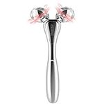 3D Facial Massager Rollers Facial Lifting Massager, Skin Care Face Body Massager Firming Tools for Body Relaxation Massage, Kneading, Body Slimming and V-shaped Face Lift, Anti-Wrinkle (Silvery White)