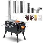 YRenZ Wood Stove, Portable Tent Stove for Outdoor Cooking, Wood Burning with HeatControl Stovepipe & Elbow Pipe for Camping & Ice-Fishing