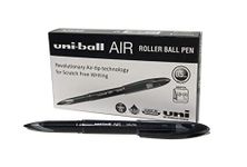 uni-ball UB-188-M Micro Air Rollerball Pens. Premium 0.5mm Nib for Super Smooth Handwriting. Writes Like a Fountain Pen. Fade and Water Resistant Liquid Uni Super Ink. Box of 12 Black Ballpoint Pens