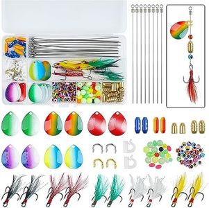 VATEICO Spinner Making Kit,255pcs Walleye Rig Fishing Lure Making Kit Hammered Colorado Blades Walleye Spinner Crawler Harness Fishing Clevises Eye Beads Bass Trout Lure with Fishing Gift Box