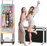 MWE Magic Mirror Photo Booth Machine Touch Screen with Printer,12MP 4K HD Camera,RGB Surround Light Music Sync,Professional Photography Light,Dual System,Software APP Remote Control (47in+Printer)