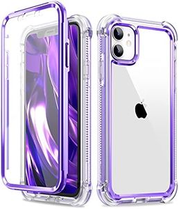 Dexnor Compatible with iPhone 11 Case 6.1 Inch, 360 Degree Full Body Shockproof Protective Cover (2021 Release) with Built-in Screen Protector - Bright Purple