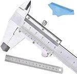 Vernier Caliper 150MM 6” Stainless Steel Nabance Micrometer Measuring Tool Vernier Caliper with 15cm Steel Ruler and Cleaning Cloth