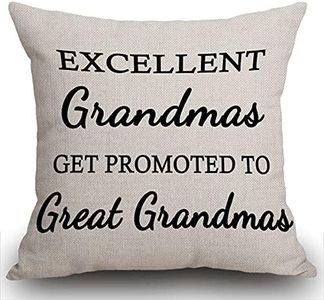 Smooffly Best Grandma Gifts Excellent Grandmas Get Promoted to Great Grandmas Cotton Linen Cushion Cover Throw Pillow Case Home Office Decorative Square 18 X 18 Inches 45cmX45cm