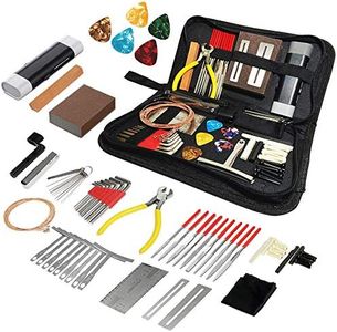 72PCS Guitar Tool Kit，Professional Guitar Repairing Maintenance Tool Kit with Guitar Strings Picks Bridge Pins Gauge Guitar Accessories Gift for Acoustic Guitar Electric guitar Ukulele Bass Banjo