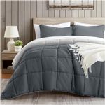 satisomnia Twin Comforter Set Dark Grey, Lightweight Comforters Twin Size Bed, Soft Breathable Down Alternative Bed Comforter Set, Reversible All Season 2Pcs Twin XL Bedding Set with 1 Pillow Sham