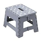 Taylor & Brown Multi-Purpose Anti-Slip Folding Plastic Step Stool, 9 inch 22cm Height Compact Foldable Stool For Kids & Adults, Kitchen Garden Bathroom Collapsible Stepping Stool (Grey)