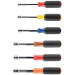 Klein Tools 65411 Hollow-Shaft Nut Driver Set, Heavy-Duty, Color-Coded Hex Sizes 1/4 to 9/16-Inch, Cushion-Grip Handles, 6-Piece