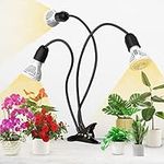 SANSI LED Grow Lights for Indoor Plants, 450W Full Spectrum 3-Head Gooseneck Grow Lamp with Ceramic Tech., 30W Power Clip-on High PPFD Plant Light with Optical Lens, Lifetime Free Bulb Replacement