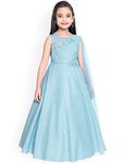 Angel f Studio Girls Maxi/Full Length Party Dress/Girl's Fit and Flare Maxi Frock Dress (10-11 Years, Firozi)